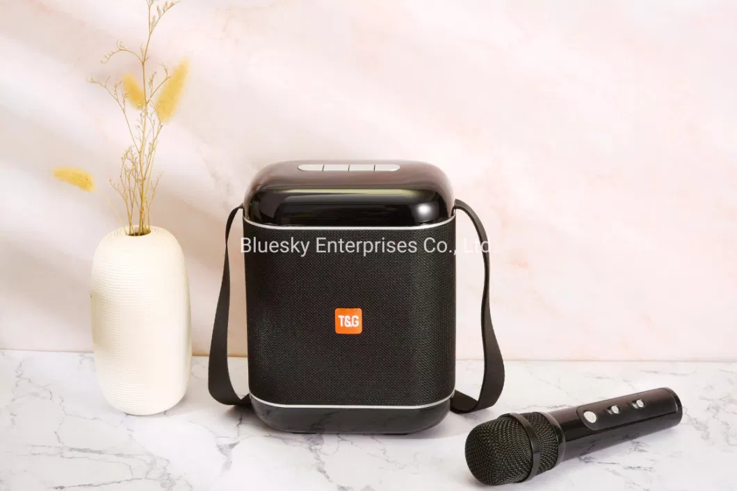 2021 Original Factory Fabric Portable Wireless Speaker Big Bass 2400mAh Louder Speaker with Karaoke Shoulder Strap Tg523K